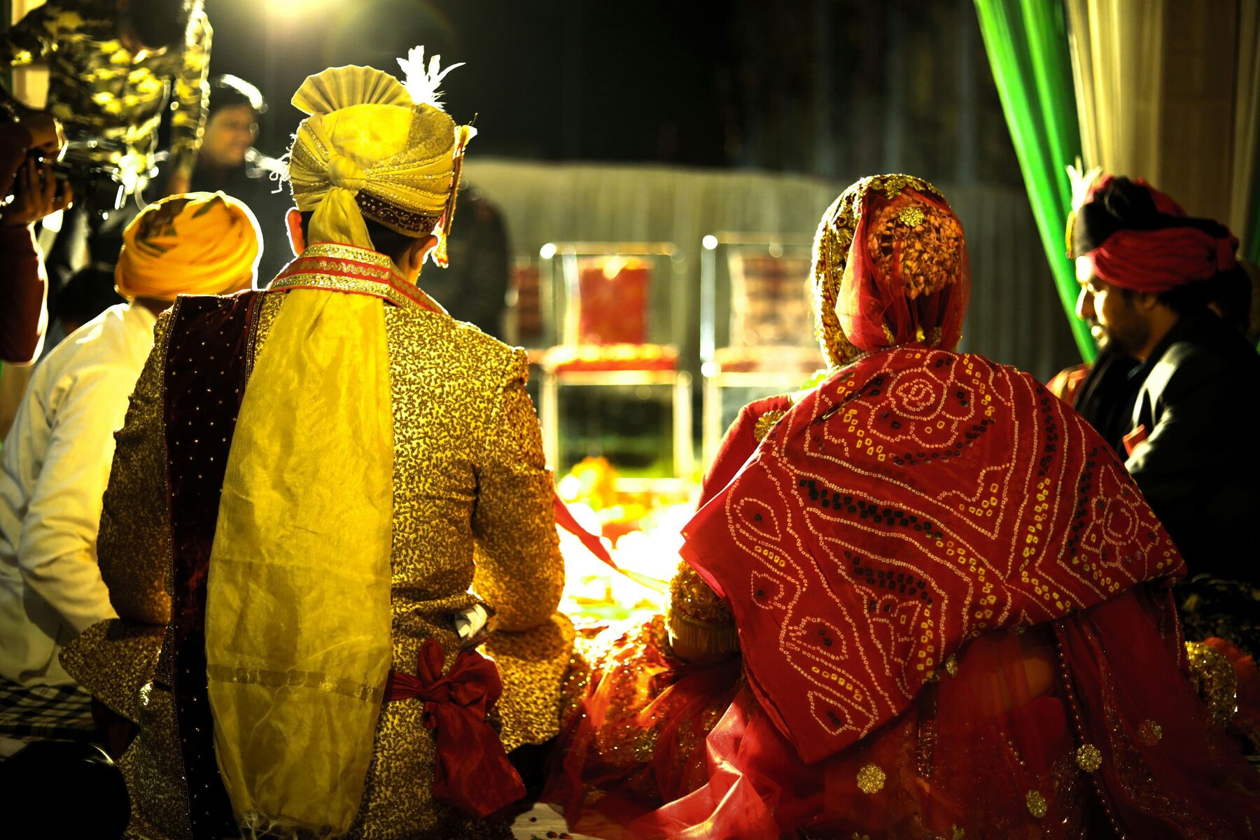 Wedding ceremony at the mandap, golden light